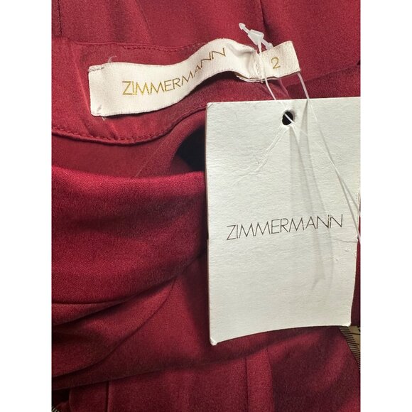 Zimmermann Draped Mini Dress in Garnet 2/Medium New Womens Long Sleeve Silk - Picture 8 of 16